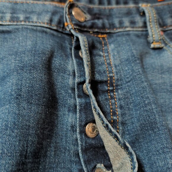 Levis 501 Mens Blue Dark Wash Straight Leg Fit Button Fly Modern Jeans 36X28 - Picture 5 of 14